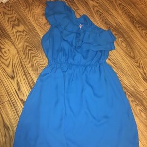 One Shoulder Bright Blue Dress, Size M
